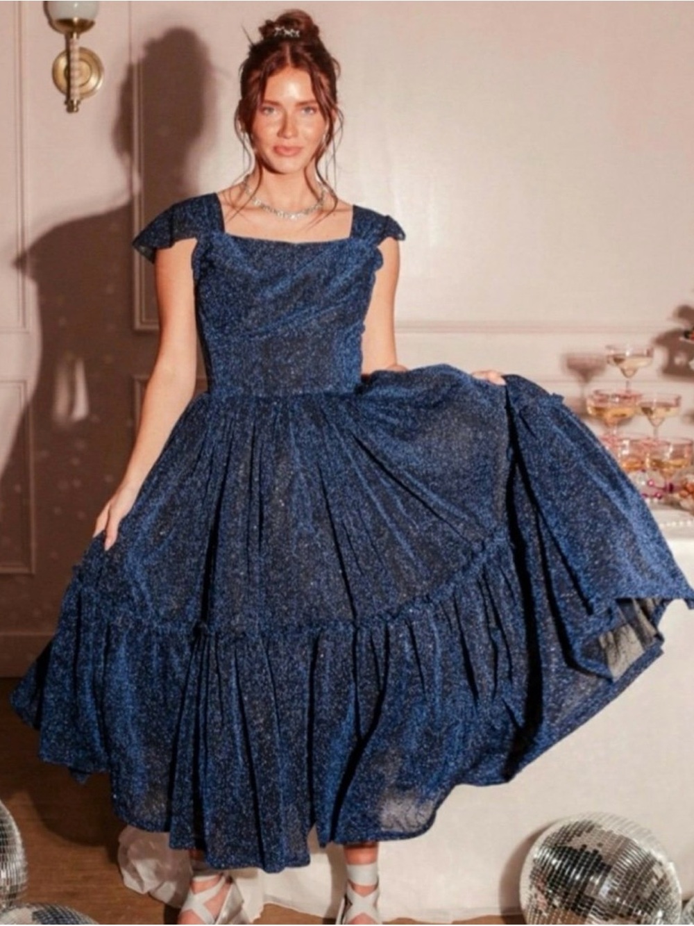 Ivy City Co Sparkling I Feel Pretty Blue Dress